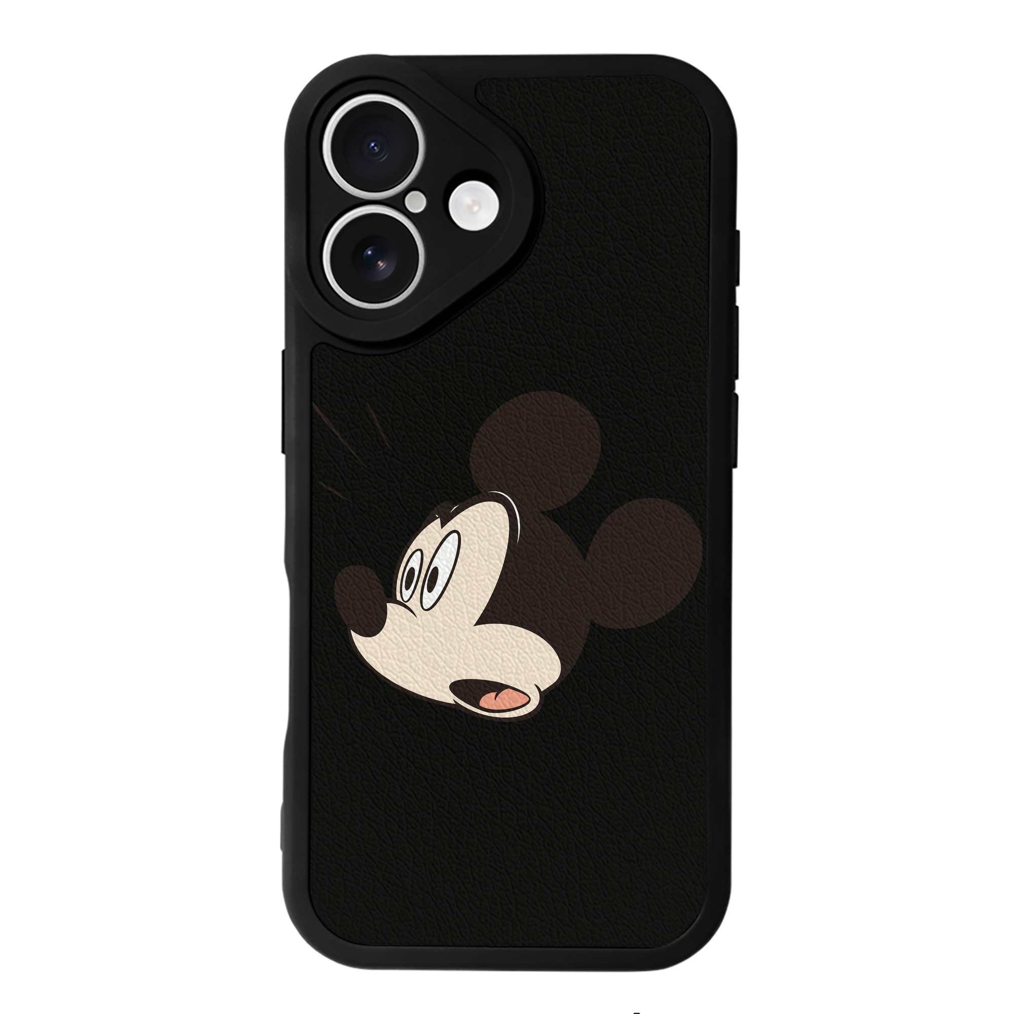 （画像用） ミッキーマウス Mickey Mouse 【iPhone 16シリーズ対応】シリコンスマホケース（レザー調） 材質：シリコン